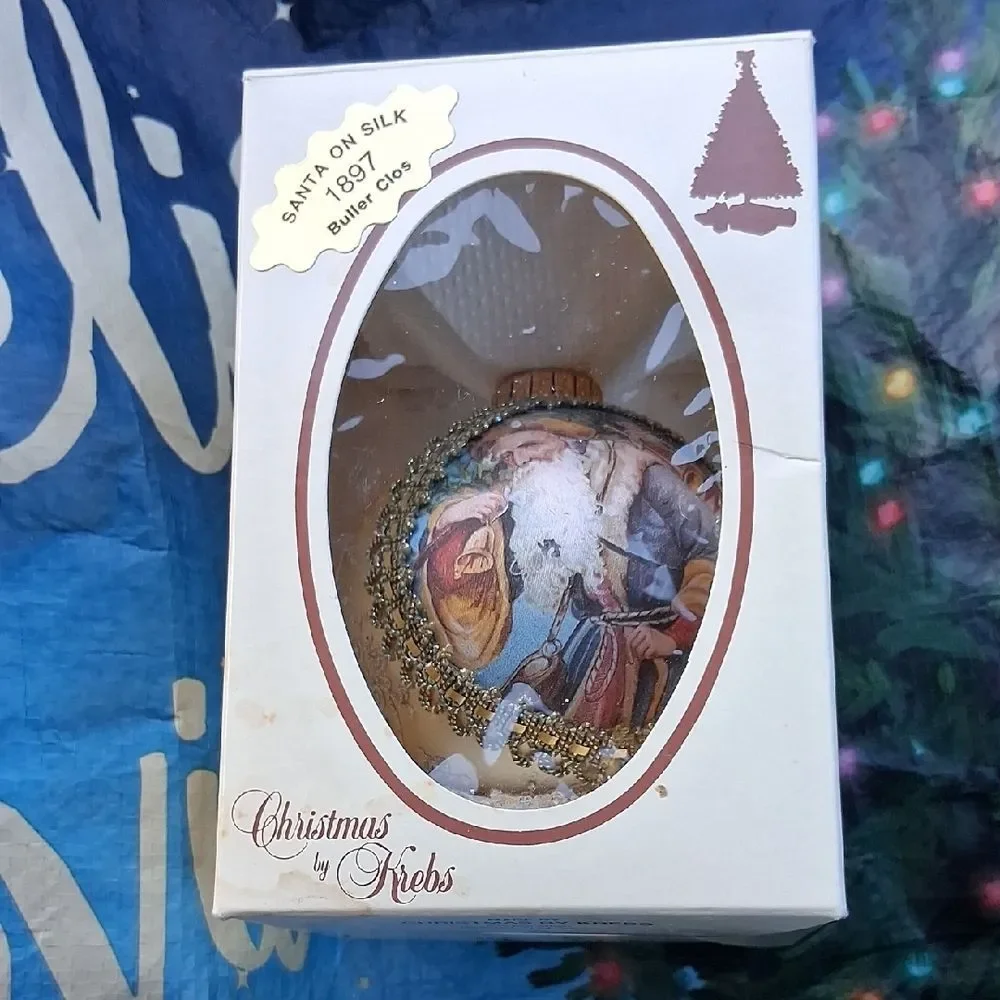 Christmas By Krebs Santa on Silk 1897 Buller Clos Ornament in Original Box